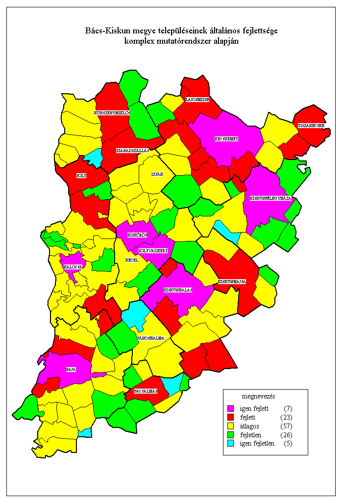 Bcs-Kiskun megye teleplseinek ltalnos fejlettsge komplex mutatrendszer alapjn