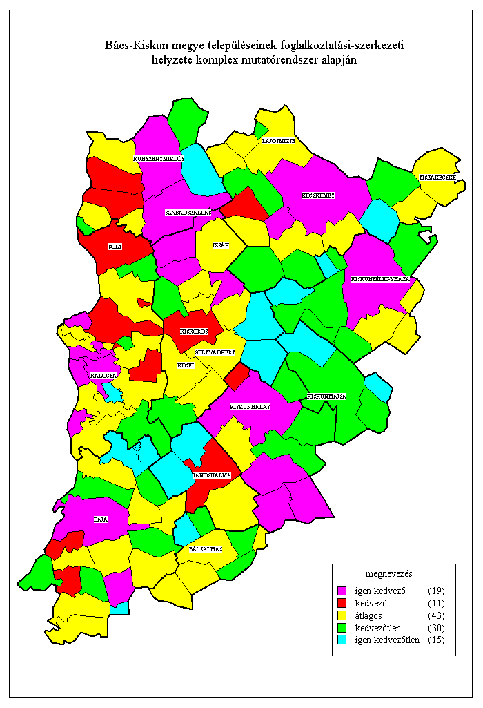 Bcs-Kiskun megye teleplseinek foglalkoztatsi szerkezeti helyzete komplex mutatrendszer alapjn