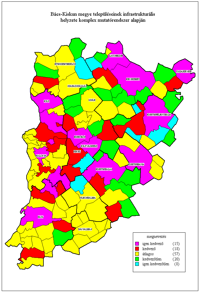 Bcs-Kiskun megye teleplseinek infrastrukturlis helyzete komplex mutatrendszer alapjn